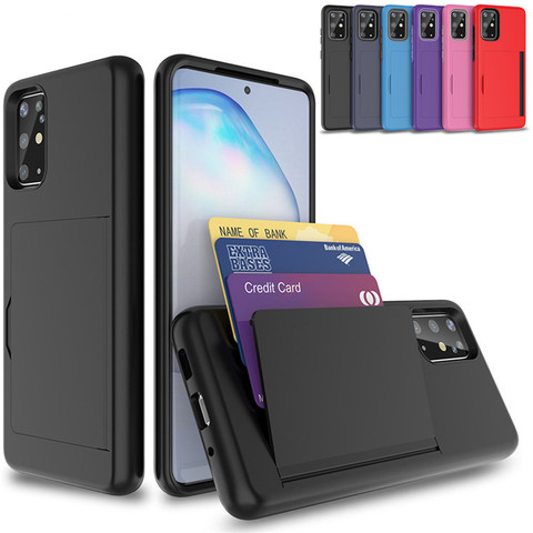 Funda para Samsung S20 Plus A30 A50 S20 Ultra, carcasa protectora de Color caramelo con ranura para tarjeta de negocios, A10E A20 S10 Note 10 Plus 5G ► Foto 1/6