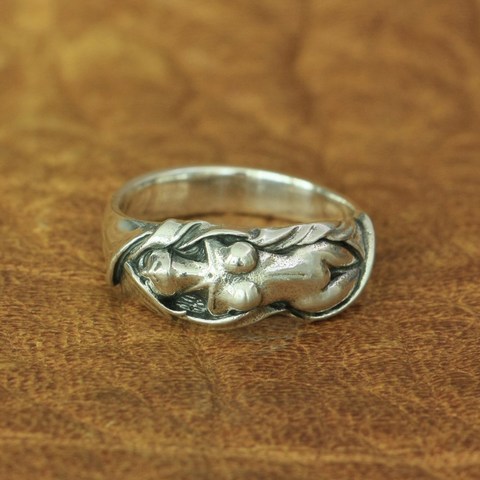 LINSION-Anillo de Plata de Ley 925 con amuletos de Ángel, accesorio Sexy, desnudo, anillo Punk del motorista TA162, talla estadounidense 7 ~ 15 ► Foto 1/6