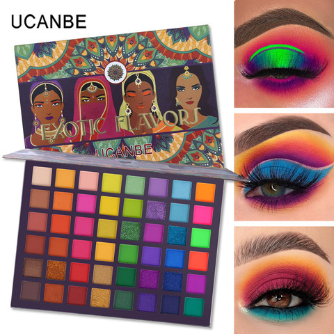 UCANBE-paleta de sombras de ojos de sabores exóticos, 48 colores, purpurina prensada, brillo verde mate, sombra de ojos, Cosméticos de maquillaje metálicos de neón ► Foto 1/6