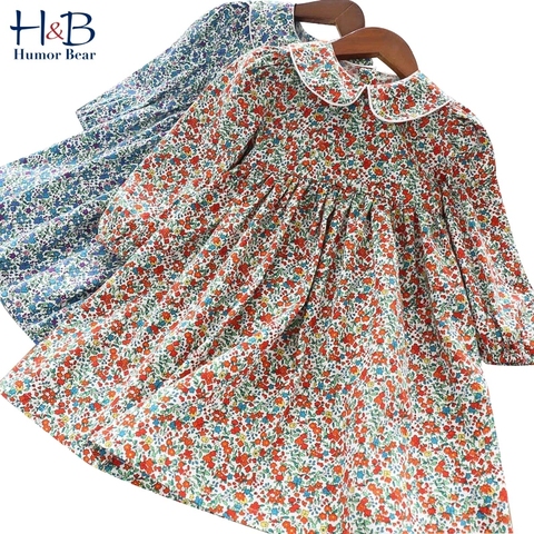 Humor Bear-vestido Floral para niñas, vestido de fiesta de estilo universitario, vestido de princesa con solapa, moda para niños ► Foto 1/6