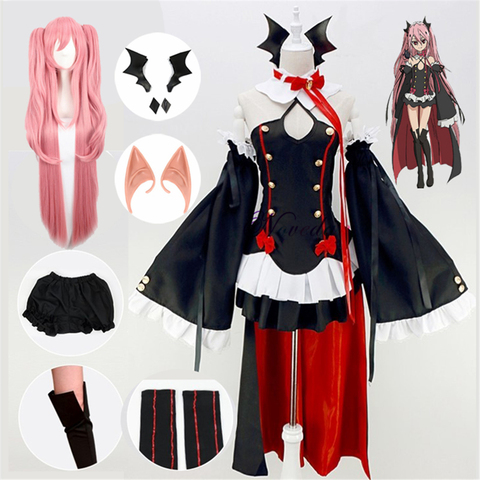 Disfraz de Cosplay de Seraph Of The End Owari no Seraph Krul Tepes, peluca, Cosplay de Anime, bruja, vampiro, disfraz de Halloween para mujer ► Foto 1/6