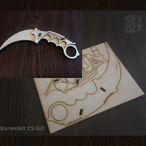 Cuchillo Karambit no. 3 Cs: madera contrachapada 1:1 juego para automontaje ► Foto 1/1