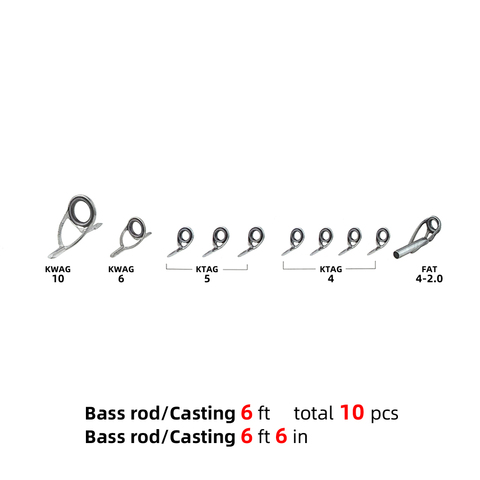 NooNRoo-Juego de guías para caña de pescar, accesorio de barra de acero inoxidable, 6 'o 6' 6