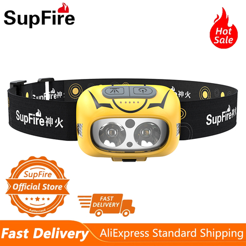 Supfire HL05-S-linterna frontal LED potente para pesca, Camping, turismo, con Sensor de movimiento, recargable vía USB, resistente al agua ► Foto 1/6