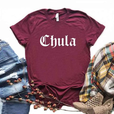 Chula-camisetas con estampado de latina para mujer, ropa divertida informal de algodón, Hipster, 6 colores, NA-654 ► Foto 1/6