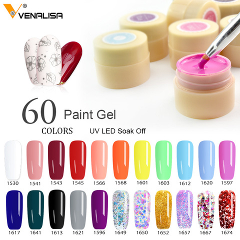 VENALISA-Gel de pintura estrellada, 180 colores, 5ml, cubierta de Color puro, arte de uñas, salón de belleza, UV LED, diseño de dibujo artístico ► Foto 1/6