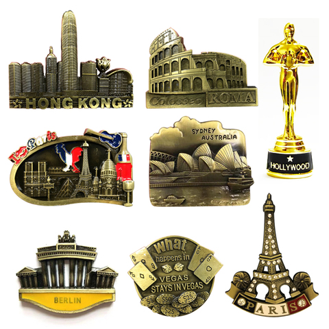 Imán de Metal para nevera, decoración de Souvenir, Oscar, Francia, Estados Unidos, Berlín, Alemania, Torre Eiffel, adhesivo magnético para nevera ► Foto 1/6