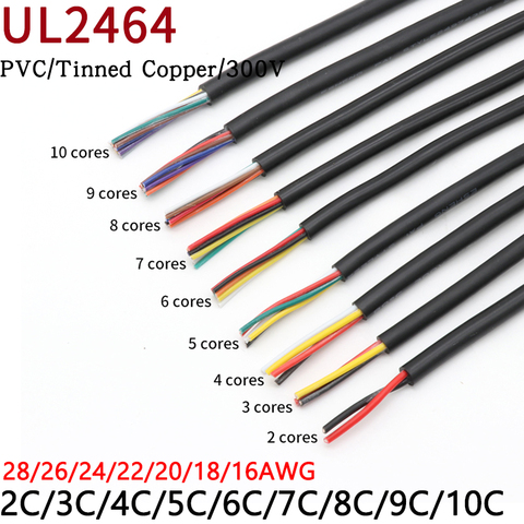 2/5/10M 28 26 24 22 20 18 16 AWG UL2464 revestido de alambre de Cable de cobre Cable de señal 2 3 4 5 6 7 8 10 Core suave electrónico Cable de Audio ► Foto 1/4