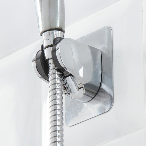 Soporte ajustable para cabezal de ducha autoadhesivo, soporte de montaje en pared para cabezal de ducha sin taladros, cromado ► Foto 1/6