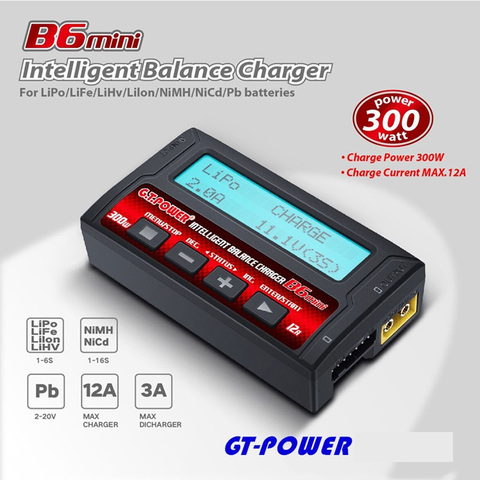 GT potencia IMAX B6 MINI Balance cargador Discharger 300W 12A para RC helicóptero-Pico NiMH NiCD LiHV NiCd PB Li-ion de carga de la batería ► Foto 1/5