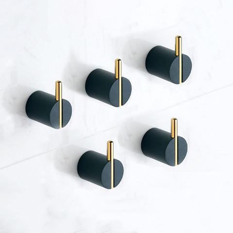 Colgador de toalla de baño de latón, colgador de paños negro + soporte gancho bolsa de pared de latón, gancho Simple europeo, accesorio de pared ► Foto 1/3