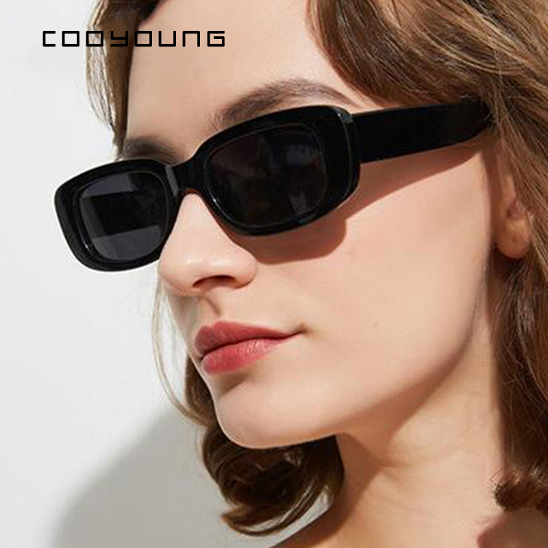 COOYOUNG-gafas de sol rectangulares pequeñas para mujer, lentes de