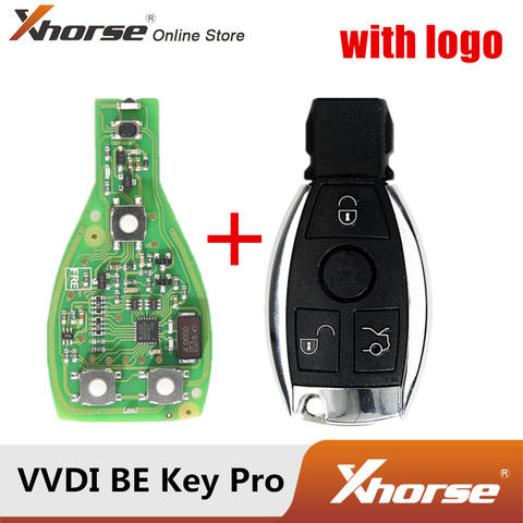 Xhorse-carcasa de llave inteligente VVDI BE Key Pro, versión mejorada con 4 botones para Benz con logo, obtén 1 ficha gratis para herramienta VVDI MB ► Foto 1/6