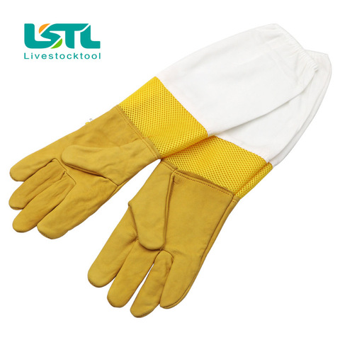 Guantes Protectores de apicultor, antiabejas, transpirables, color amarillo, herramientas de protección ► Foto 1/6