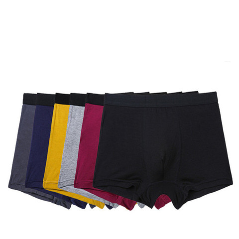 6 unids/lote boxeador de los hombres de fibra bambú transpirable calzoncillos de Hombre negro ropa interior Hombre elástico Hombre Boxershorts Homme ► Foto 1/6