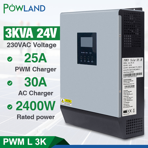 Inversor Solar 3kva 24V 220V inversor híbrido onda sinusoidal pura construido en 50a PWM controlador de carga Solar inversor de cargador de batería ► Foto 1/6