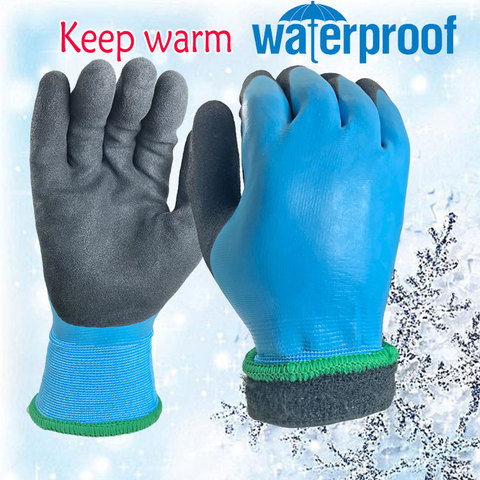 Guantes de trabajo de invierno térmico de alta calidad para hombre, impermeables, resistentes al frío, doble carcasa, cálidos, de seguridad, 100% ► Foto 1/6