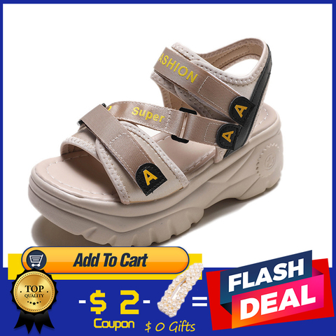 Fujin 2022 sandalias de plataforma mujer Zapatos de verano hebilla Slides sandalias casuales zapatos deportivos de mujer verano sandalia mujer 2022 ► Foto 1/6