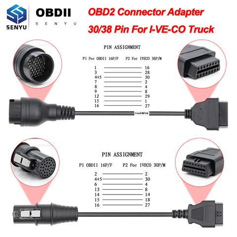 Adaptador de conector OBD2 para camión IVECO, herramienta de diagnóstico automático, Cable de extensión OBD2 de 16 Pines, 30/38 pines ► Foto 1/6