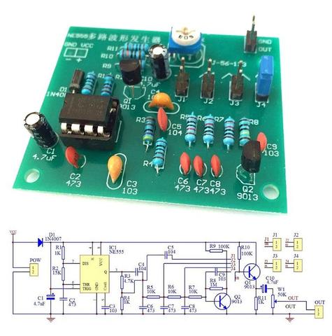 Módulo generador de impulsos Sine/Triangle/generador de ondas cuadradas multicanal DIY Kit CC 6-12V NE555 ► Foto 1/1