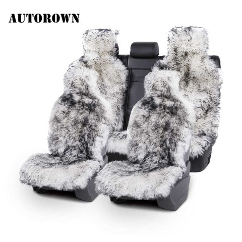 Funda de asiento de coche AUTOROWN, 1 Juego, tamaño Universal, cojines de piel de oveja Natural australiana, accesorios de Interior de coche para invierno ► Foto 1/6