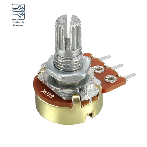 5 uds 15mm potenciómetro resistencia de 1K 2K 5K 10K 20K 50K 100K 500K Ohm 1M 3 Pin conicidad lineal potenciómetro rotativo de eje para Arduino ► Foto 1/6