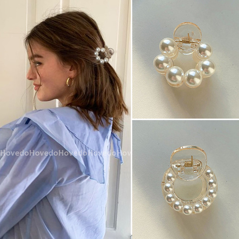 Mini dulce perla redonda de pinzas de pelo para mujer niñas pelo Chic broches de cangrejo horquillas estilo de la moda accesorios para el cabello ► Foto 1/6