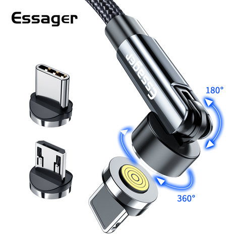 Essager-Cable magnético de carga rápida 3A para móvil, Cable de datos Micro USB tipo C para iPhone, Xiaomi, 540 ► Foto 1/6