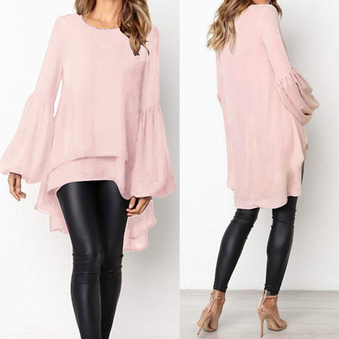 De moda de manga Puff Tops mujer blusa asimétrica 2022 ZANZEA elegante de Blusas de mujer Casual Blusas de talla grande túnica ► Foto 1/1