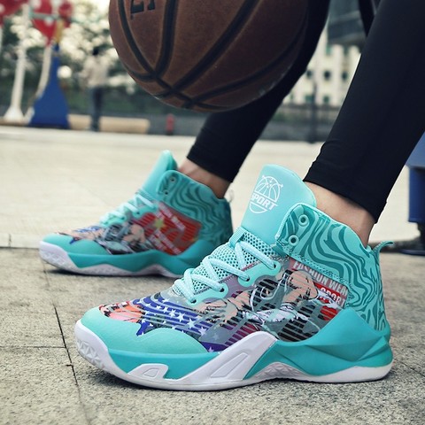 Zapatillas de baloncesto con estampado de dibujos animados para mujer, deportivas con grafiti, plataforma alta, Unisex ► Foto 1/6