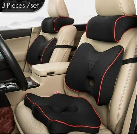 Cojín de asiento de coche y soporte de espalda, juego de almohada de espuma viscoelástica para aliviar el cuidado de la salud ► Foto 1/6