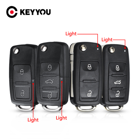 KEYYOU-funda de control remoto plegable para llave de coche, 3 botones, para VW VOLKSWAGEN Tiguan Golf Sagitar Polo MK6 caddy passat b6, funda de llaves automática ► Foto 1/5