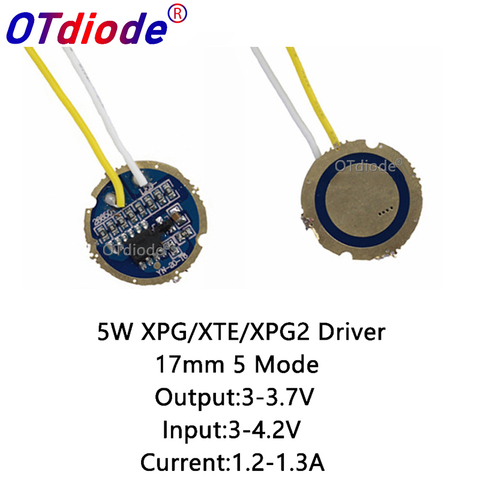 CREE XP-G-controlador de luz led, 5W, xpg2, XT-E, xte, LG3535, XPG3, 17mm, 3-4,2 V, 1,2a, 5 modos, para emisor de diodos CREE XPG2 ► Foto 1/6