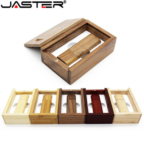 JASTER de madera USB + caja de unidad flash USB pen conductor pendrive 4GB 16GB 32GB 64GB de tarjeta de memoria USB creativo logotipo personal venta al por mayor ► Foto 1/6