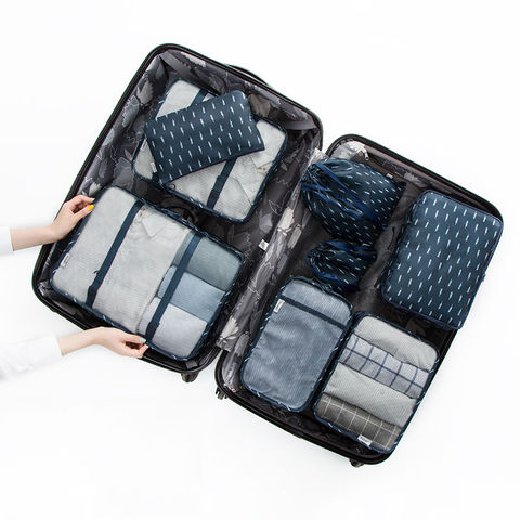 8 unids/set cubos de embalaje de equipaje organizador de poliéster Durable bolsas de viaje equipaje de mano impermeable bolsas de embalaje para maleta ► Foto 1/6