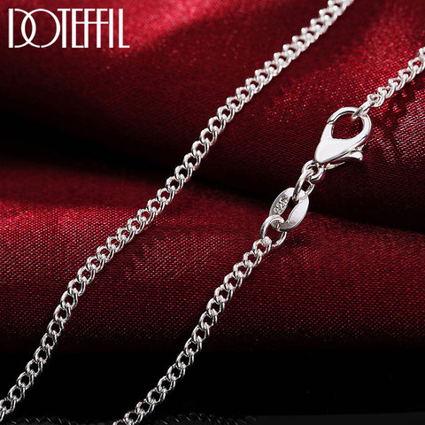 DOTEFFIL-cadena lateral de 2mm para mujer y hombre, collar de plata de ley 925 de 16/18/20/22/24/26/28/30 pulgadas, joyería de boda ► Foto 1/6