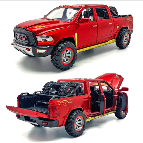 1: 32 modelo de camioneta Dodge Ram de aleación de imitación con sonido de neumático de repuesto y Juguete de retorno ligero para Cumpleaños de Niños ► Foto 1/5