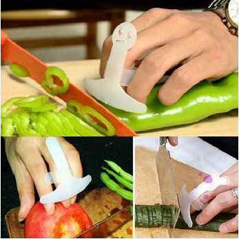 Cuchillo blanco plástico corte protección para dedo la mano no daña cortar herramientas vegetales seguridad Protector de dedos 6x4cm ► Foto 1/5