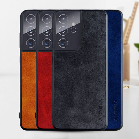 Funda de piel para Samsung Galaxy S21 Ultra Plus 5G, cubierta de piel de lujo Vintage para samsung s21 ultra ► Foto 1/6