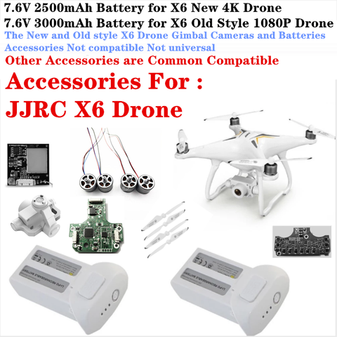 JJRC-Batería Para Dron X6, accesorios originales, 1080P, 7,4 V, 3000mAh, 4K, 7,4 V, 2500mAh, motores, Etc. Piezas de repuesto completas ► Foto 1/6