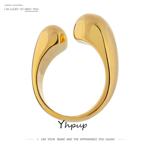 Yhpup anillo abierto geométrico Simple de 14 K anillo de dedo de Metal dorado de moda para mujer declaración a la moda joyas 2022 ► Foto 1/6