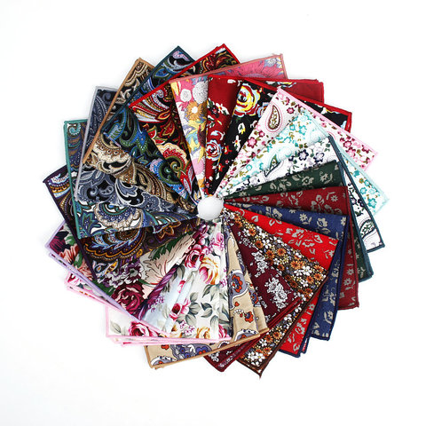 Pañuelos Vintage de algodón para hombre, pañuelos cuadrados de bolsillo con flores, Cachemira, color rosa, nuevo estilo ► Foto 1/6