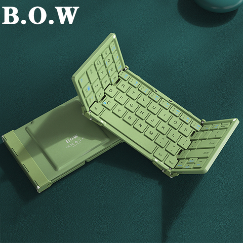 B.O.W Mini teclado Bluetooth plegable, tamaño de bolsillo plegado estilo inalámbrico funda para iPad / iPhone / Tablet ► Foto 1/6