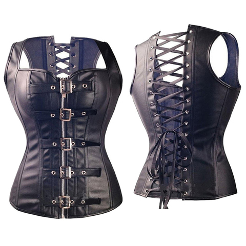 Corsé moldeador de cintura para mujer, corpiño sexy transpirable, slimimg, moldeador de cuerpo, corset de cuero PU para s-6xl de verano ► Foto 1/6