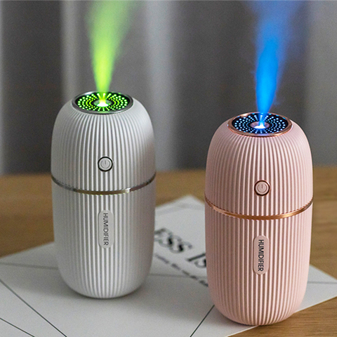 Humidificador ultrasónico USB, difusor de aceites esenciales, lámpara de noche de Color romántico, vaporizador portátil, 300ML ► Foto 1/6