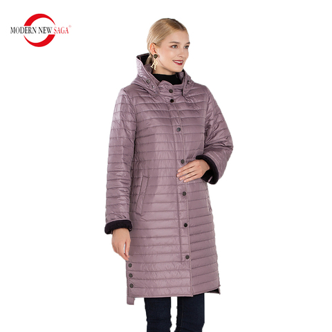 SAGA-Abrigo acolchado para mujer, Parka larga y cálida, abrigo largo de algodón acolchado, forro polar, temporada primavera otoño 2022 ► Foto 1/6