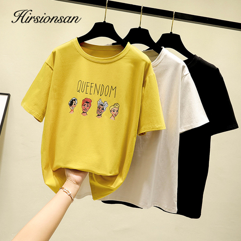 Hirsionsan carácter gótico camiseta para mujer impresa Harajuku suave verano Camiseta de algodón coreano camisetas sueltas Ins Casual Tops mujer ► Foto 1/6