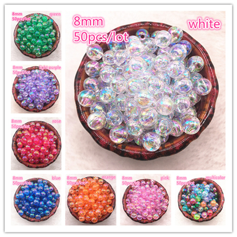 Nuevo 50 unids 8mm AB Color redondo acrílico cuentas espaciadoras sueltas para hacer joyería DIY pulsera ► Foto 1/6