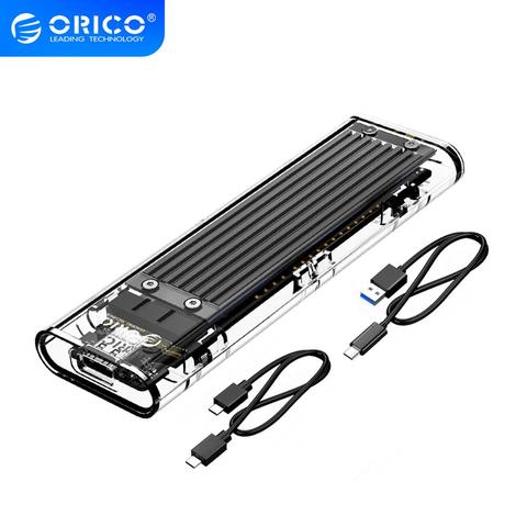 Carcasa ORICO M.2 SSD para NVME PCIE NGFF SATA M/B llave SSD disco NVME SSD recinto M.2 a USB C caja de disco duro transparente 10Gbps ► Foto 1/6