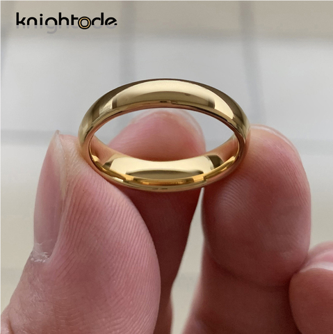 Anillos de Carburo de Tungsteno de 2mm y 4mm para mujer, Color dorado, para boda, cúpula pulida, ajuste cómodo ► Foto 1/4